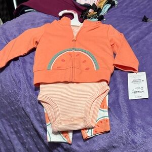 Carter's Orange Watermelon Bodysuit Set